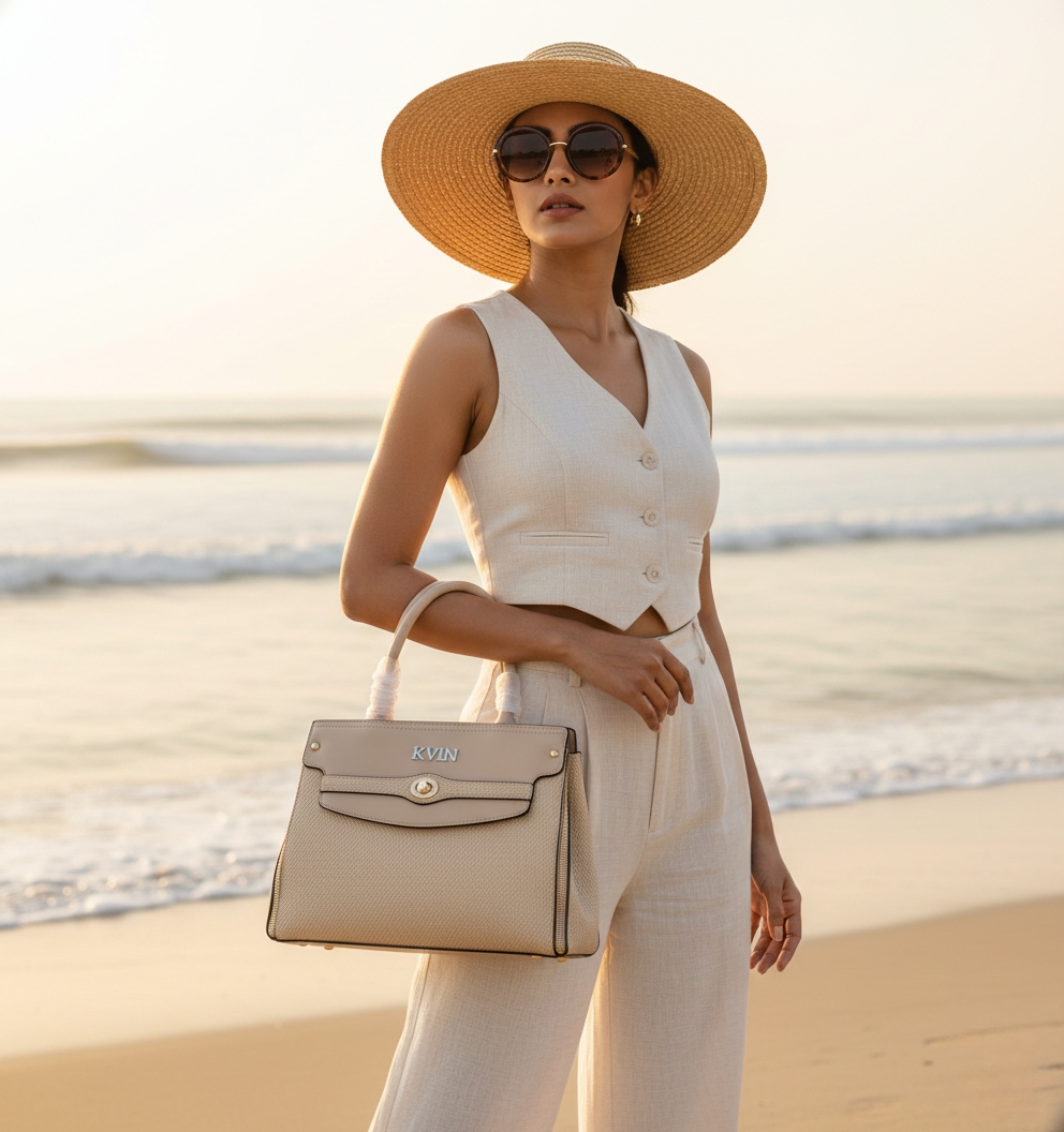 KVIN VEDA Women’s Beige Fashion Satchel & Crossbody Bag - Image 3