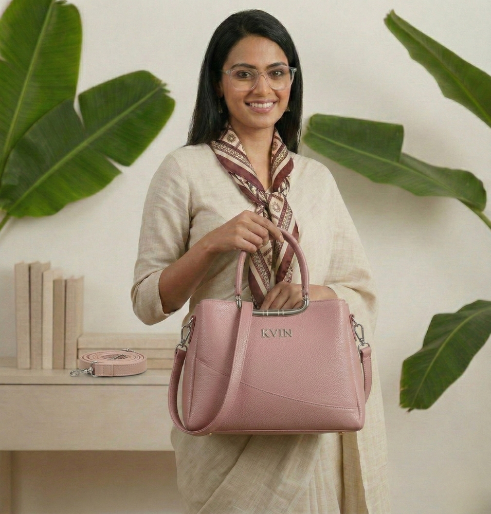 KVIN LYRA Premium Women’s Dusty Pink Textured PU Leather Handbag - Image 2