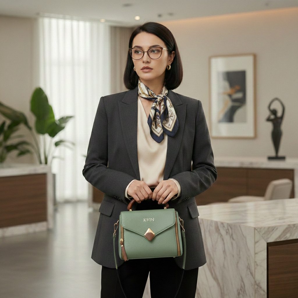 KVIN Luxe Pebble Mini Satchel in Sage Mist Green - Image 2