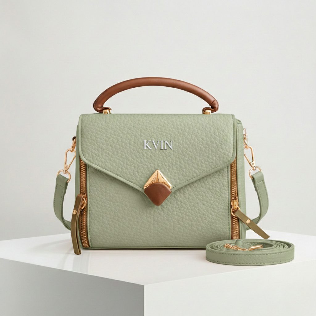 KVIN Luxe Pebble Mini Satchel in Sage Mist Green