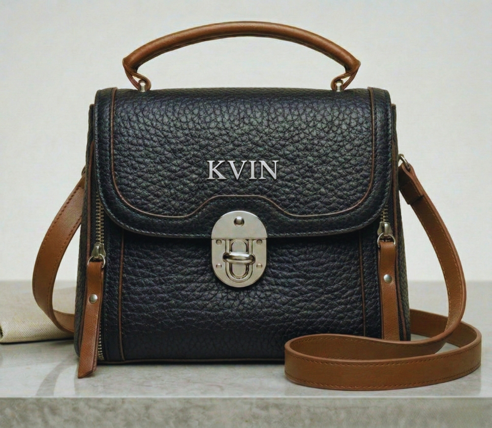 KVIN ZEAL Women’s Midnight Black Vegan Leather Handbag