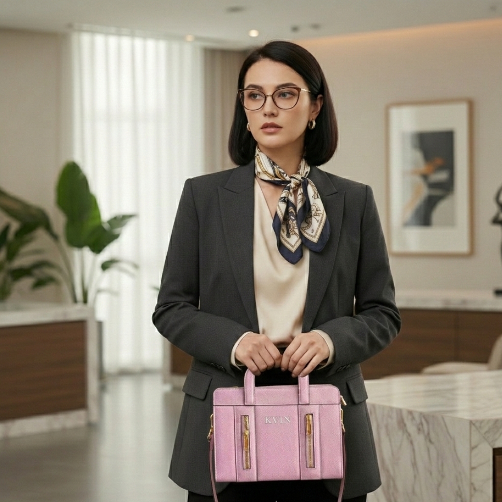 KVIN MIRA Light Pink Canvas Crossbody Bag - Image 2