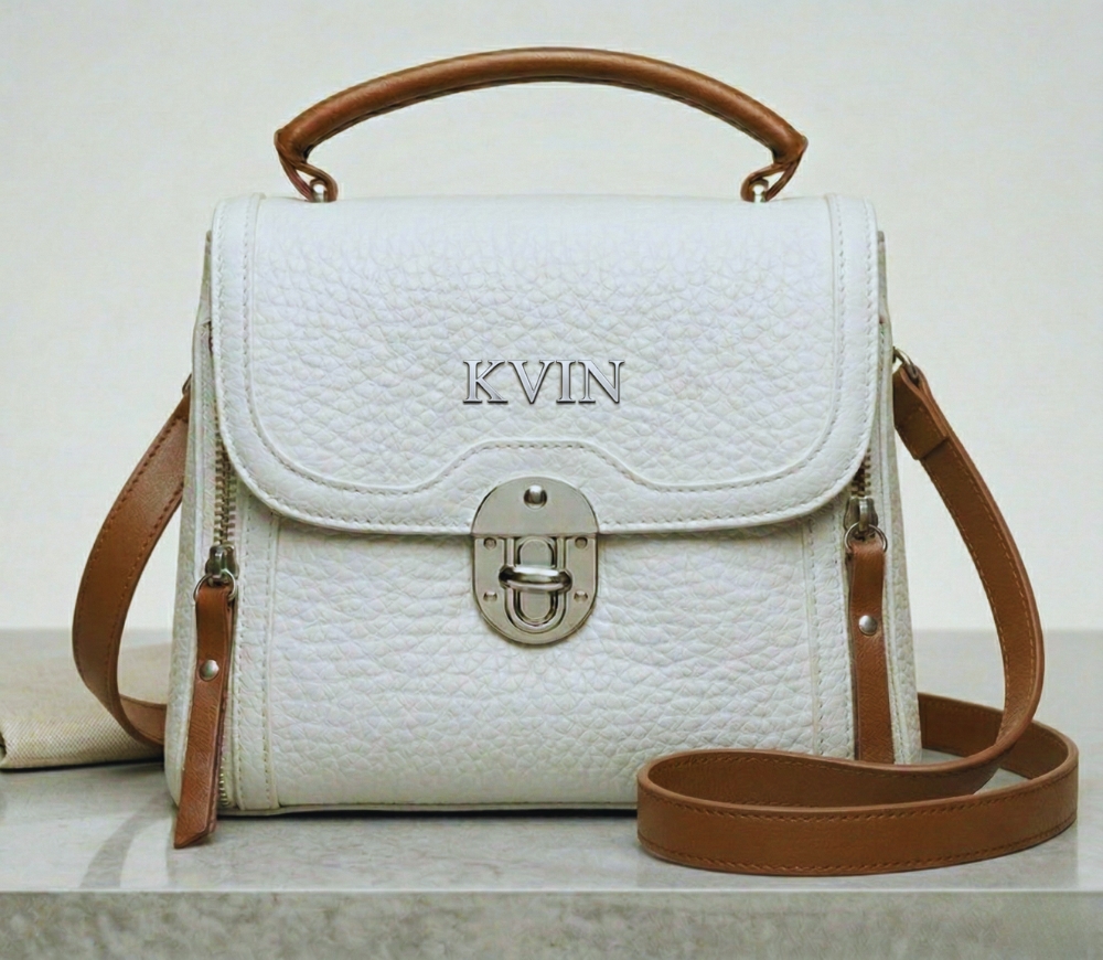 KVIN ZEAL Women’s Pristine White Vegan Leather Handbag