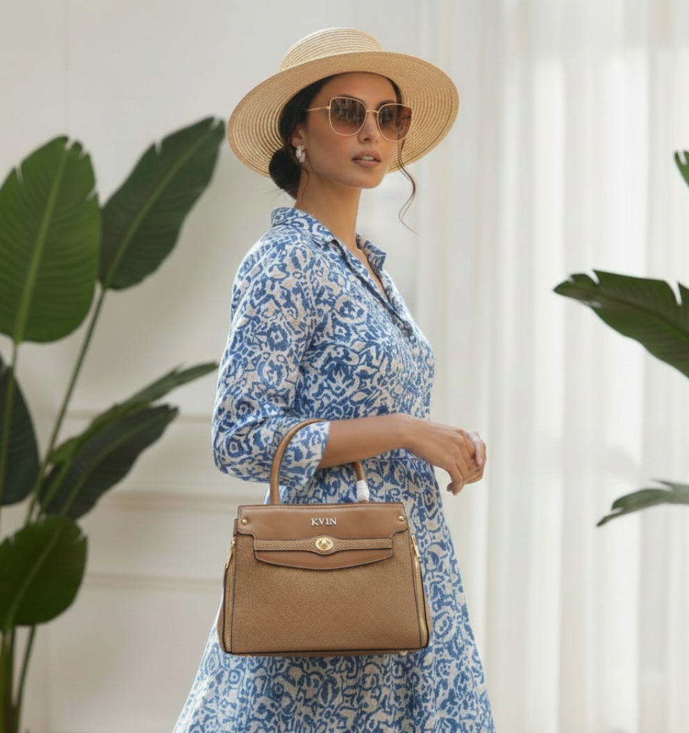 KVIN VEDA Women’s Tan Brown Fashion Satchel & Crossbody Bag - Image 3