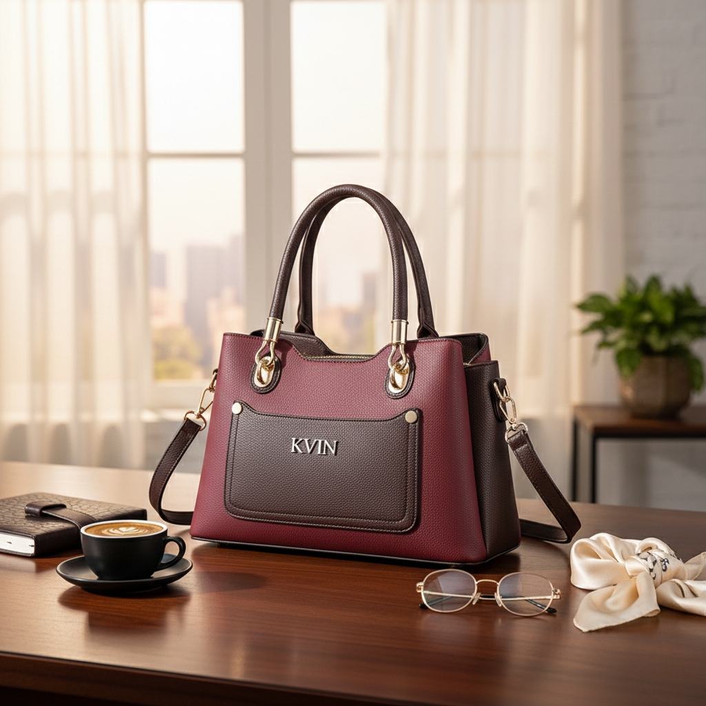 KVIN AXEL Women’s Luxury Maroon Handbag - Image 4