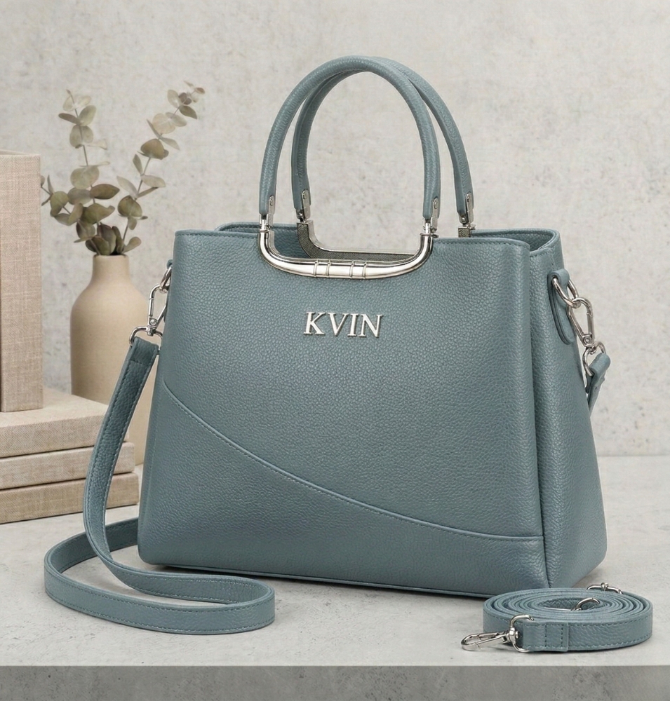 KVIN LYRA Premium Women’s Steel Blue Textured PU Leather Handbag