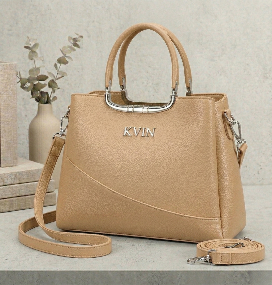 KVIN LYRA Premium Women’s Tan Khaki Textured PU Leather Handbag