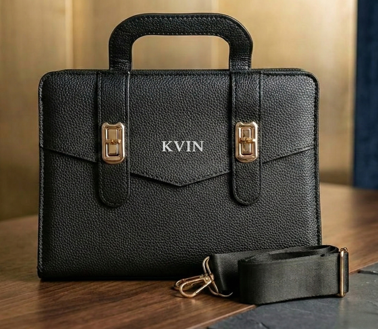 KVIN MIRA Midnight Black Satchel