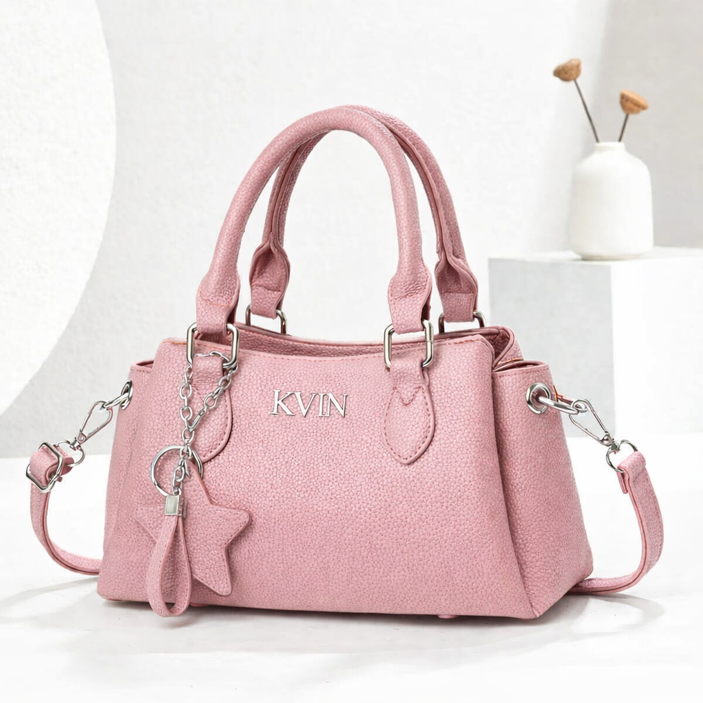 Elite-Charm Signature Satchel – Petal Blush Pink Lichee
