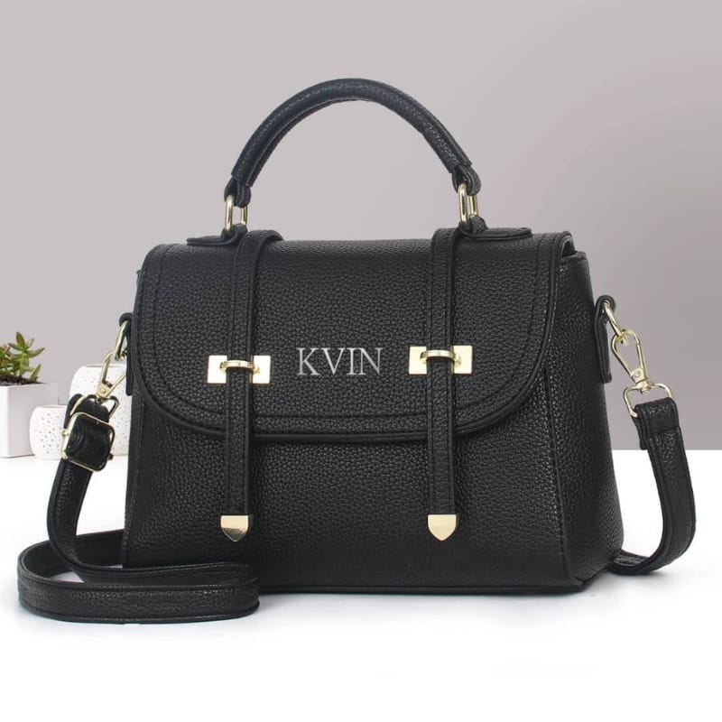 Elora Luxe Top-Handle Crossbody – Classic Onyx Black