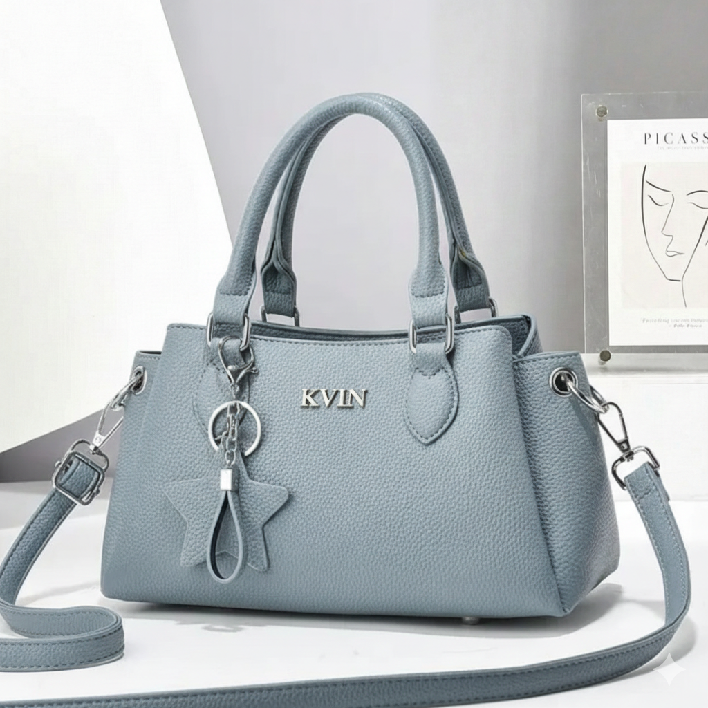 Elite-Charm Blue Lichee Signature Satchel