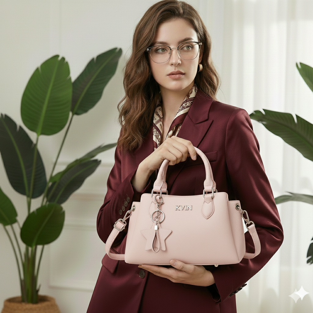 Elite-Charm Signature Satchel – Petal Blush Pink Lichee - Image 2